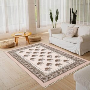 Handmade Cotton Block Printed Rug