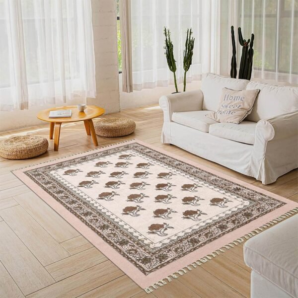 Handmade Cotton Block Printed Rug - Image 2