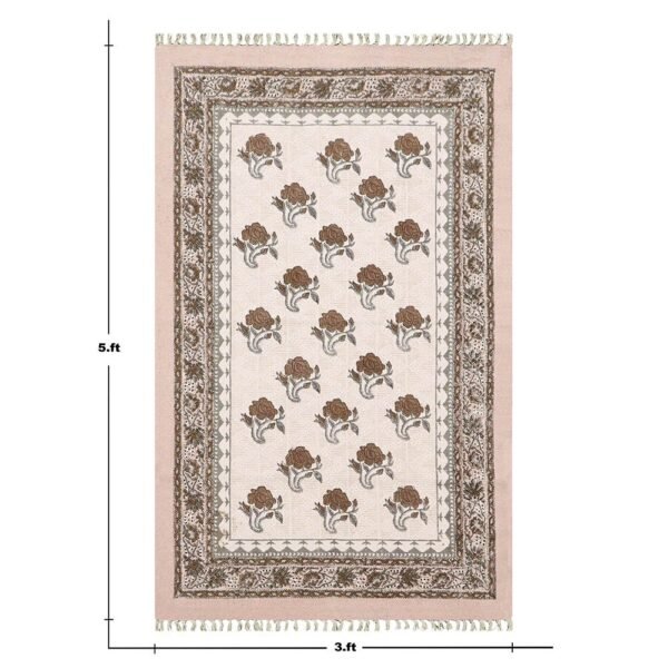 Handmade Cotton Block Printed Rug - Image 3