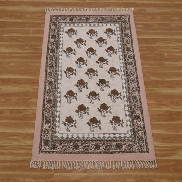 Handmade Cotton Block Printed Rug - Image 4