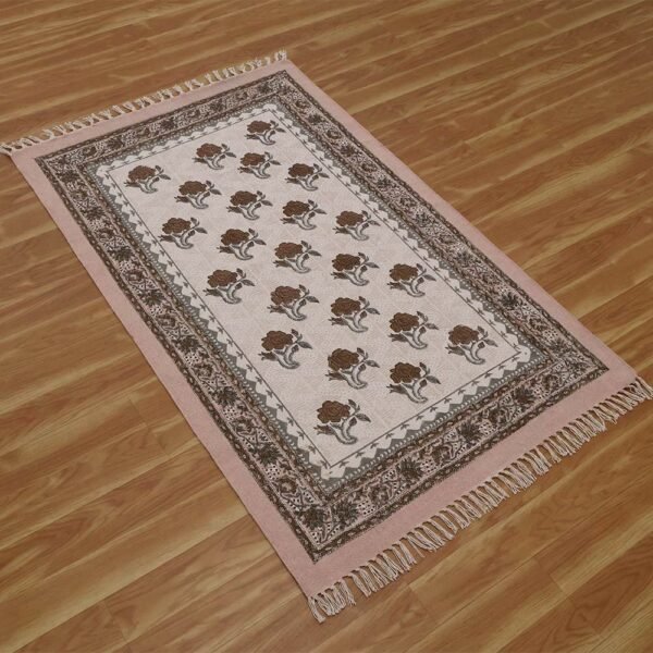 Handmade Cotton Block Printed Rug - Image 5