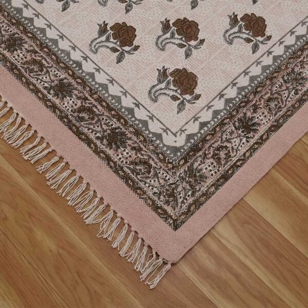 Handmade Cotton Block Printed Rug - Image 6