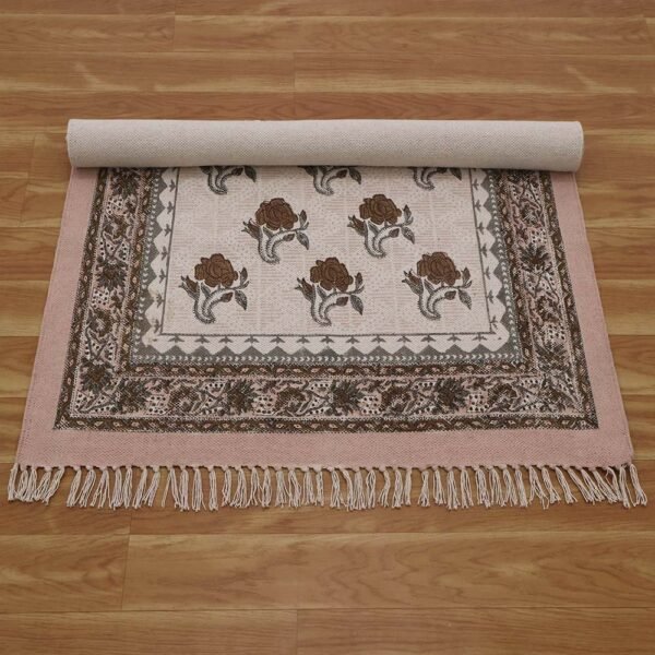 Handmade Cotton Block Printed Rug - Image 8
