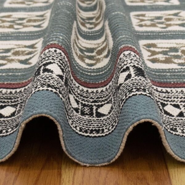 Abstract Cotton Black Block Printed Rug - Image 6