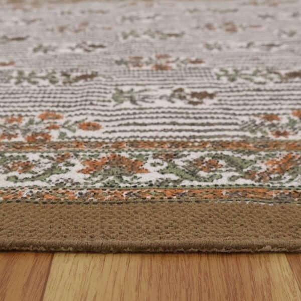 Brown Floral Hand Block Printed Rug - Image 5