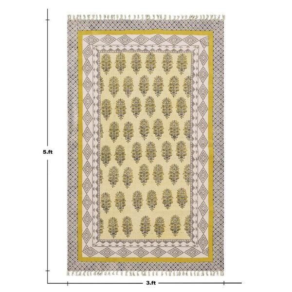 Gray Cotton Floral Handmade Area Rug - Image 3