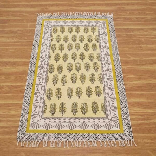 Gray Cotton Floral Handmade Area Rug - Image 4