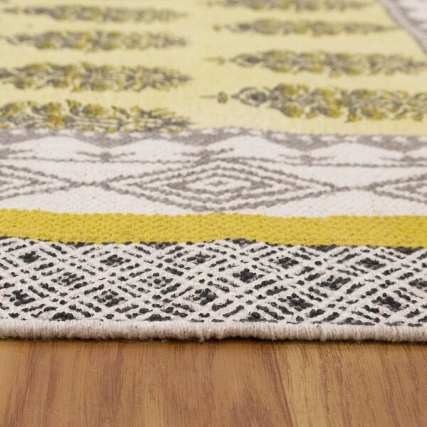 Gray Cotton Floral Handmade Area Rug - Image 6