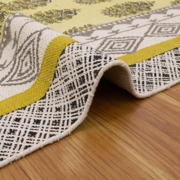 Gray Cotton Floral Handmade Area Rug - Image 7