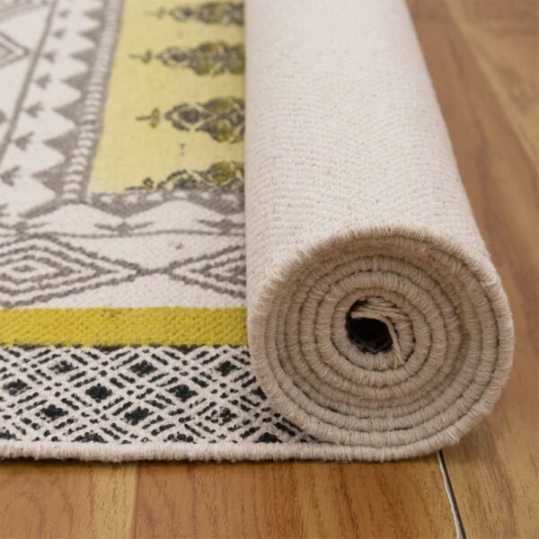 Gray Cotton Floral Handmade Area Rug - Image 8