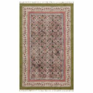 Floral Handmade Cotton Rectangular Rug