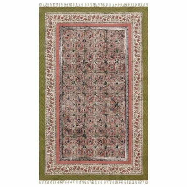 Floral Handmade Cotton Rectangular Rug