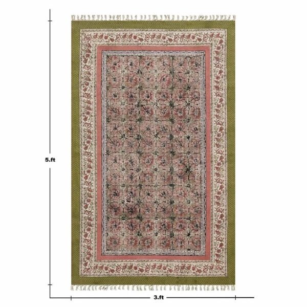 Floral Handmade Cotton Rectangular Rug - Image 3