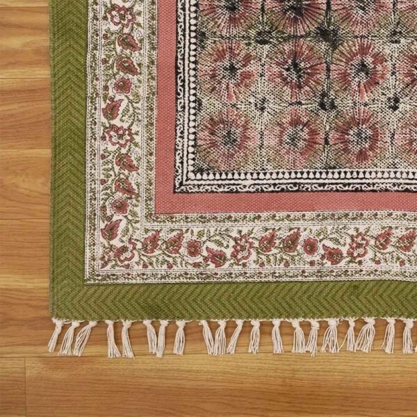 Floral Handmade Cotton Rectangular Rug - Image 5
