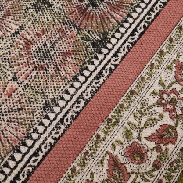 Floral Handmade Cotton Rectangular Rug - Image 6