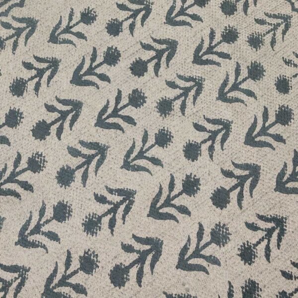 Gray Cotton Handmade Block Printed Rug - Image 5