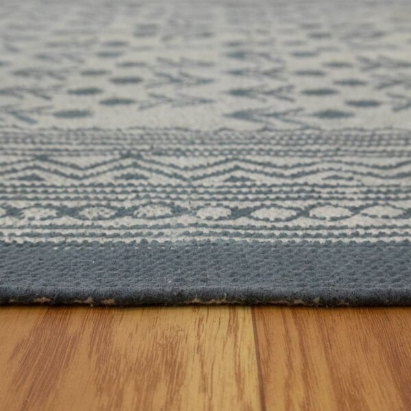 Gray Cotton Handmade Block Printed Rug - Image 6