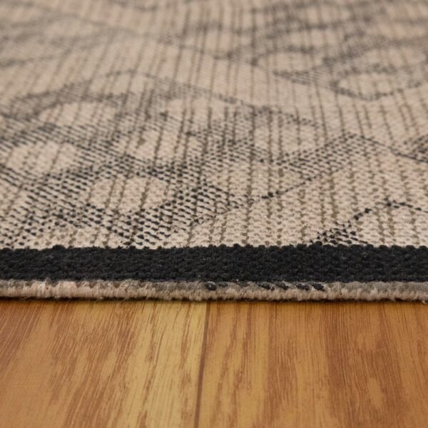 Black Border Hand Block Printed Cotton Rug - Image 8