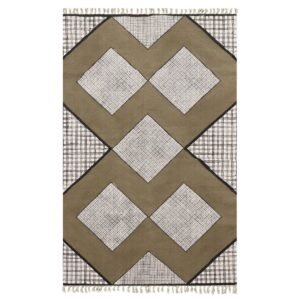 Brown Handmade Cotton Geometric Rug