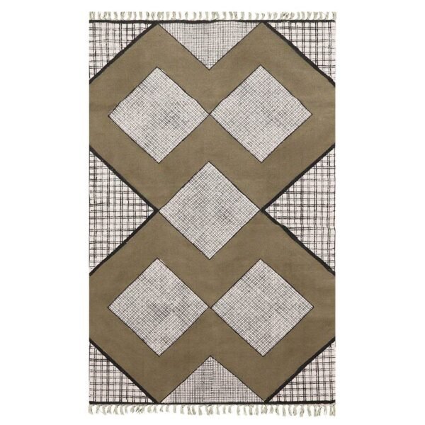 Brown Handmade Cotton Geometric Rug