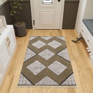 Brown Handmade Cotton Geometric Rug