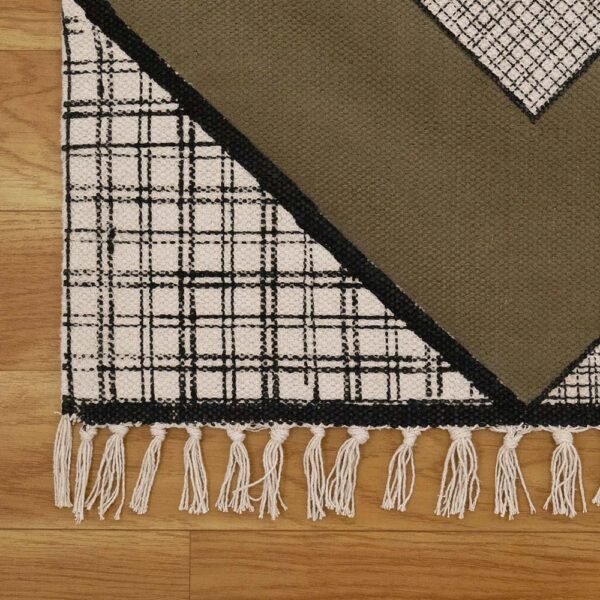 Brown Handmade Cotton Geometric Rug - Image 5