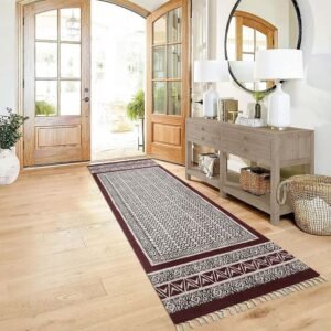 Maroon Runner Hand Block Printd Cotton Rug