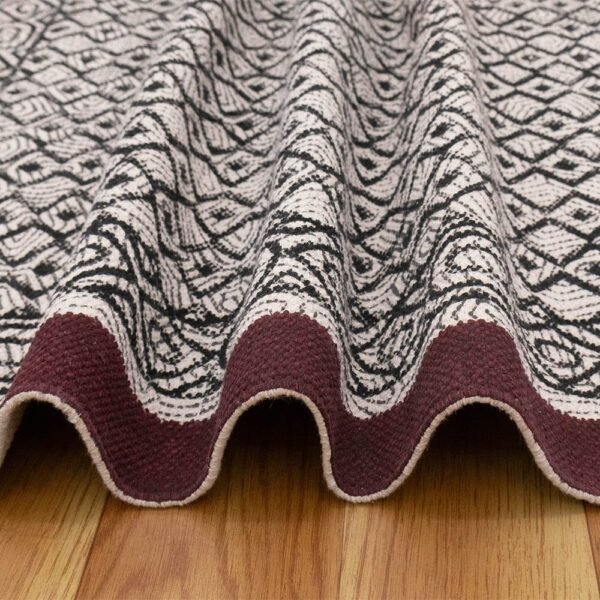 Maroon Runner Hand Block Printed Cotton Rug - Image 7