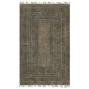 Hand Block Printed Brown Cotton Dhurrie