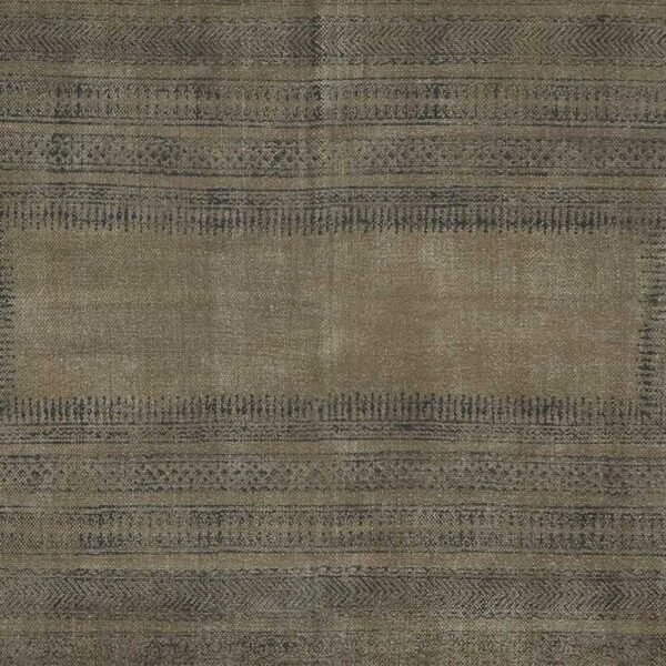 Hand Block Printed Brown Cotton Dhurrie - Image 3