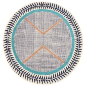 Handmade Cotton Round Rug With Geometric Design