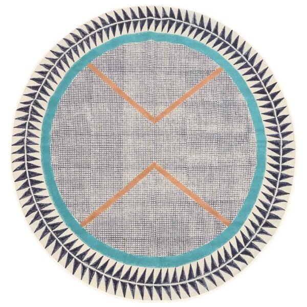 Handmade Cotton Round Rug With Geometric Design