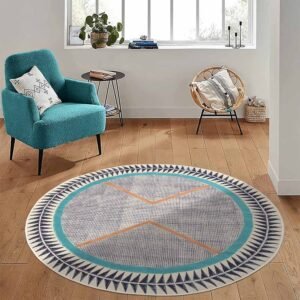 Handmade Cotton Round Rug With Geometric Design