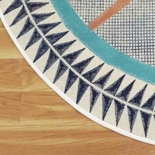 Handmade Cotton Round Rug With Geometric Design - Image 5