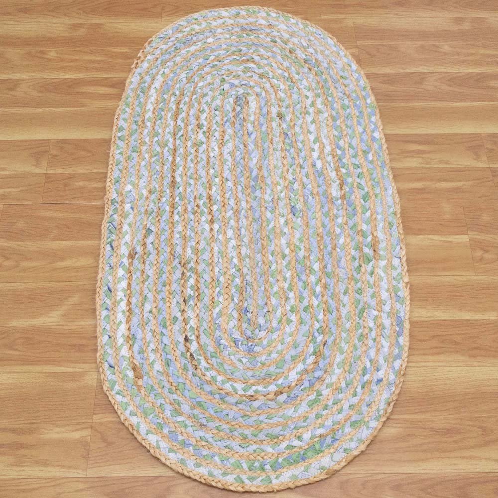 Handmade Braided Cotton Jute Rug - Image 4