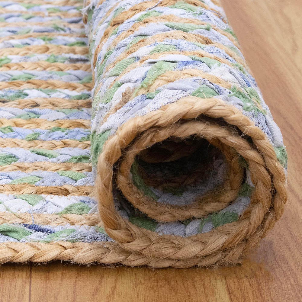 Handmade Braided Cotton Jute Rug - Image 8