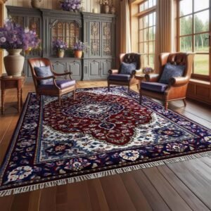 Hand Knotted Wool Rug Blue Carpet