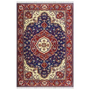 Red Hand Knotted Wool Rug 4x6 Area Carpet