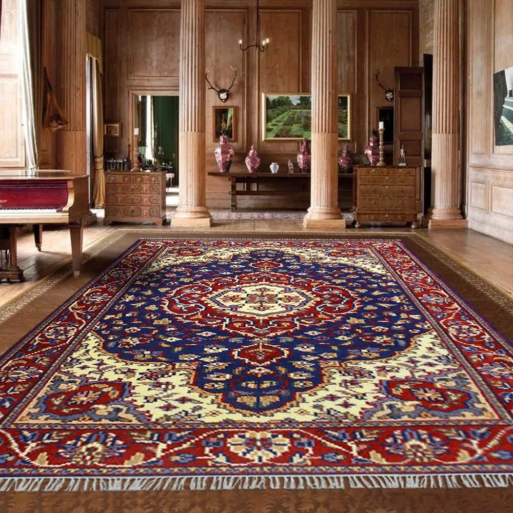 Red Hand Knotted Wool Rug 4x6 Area Carpet - Image 2