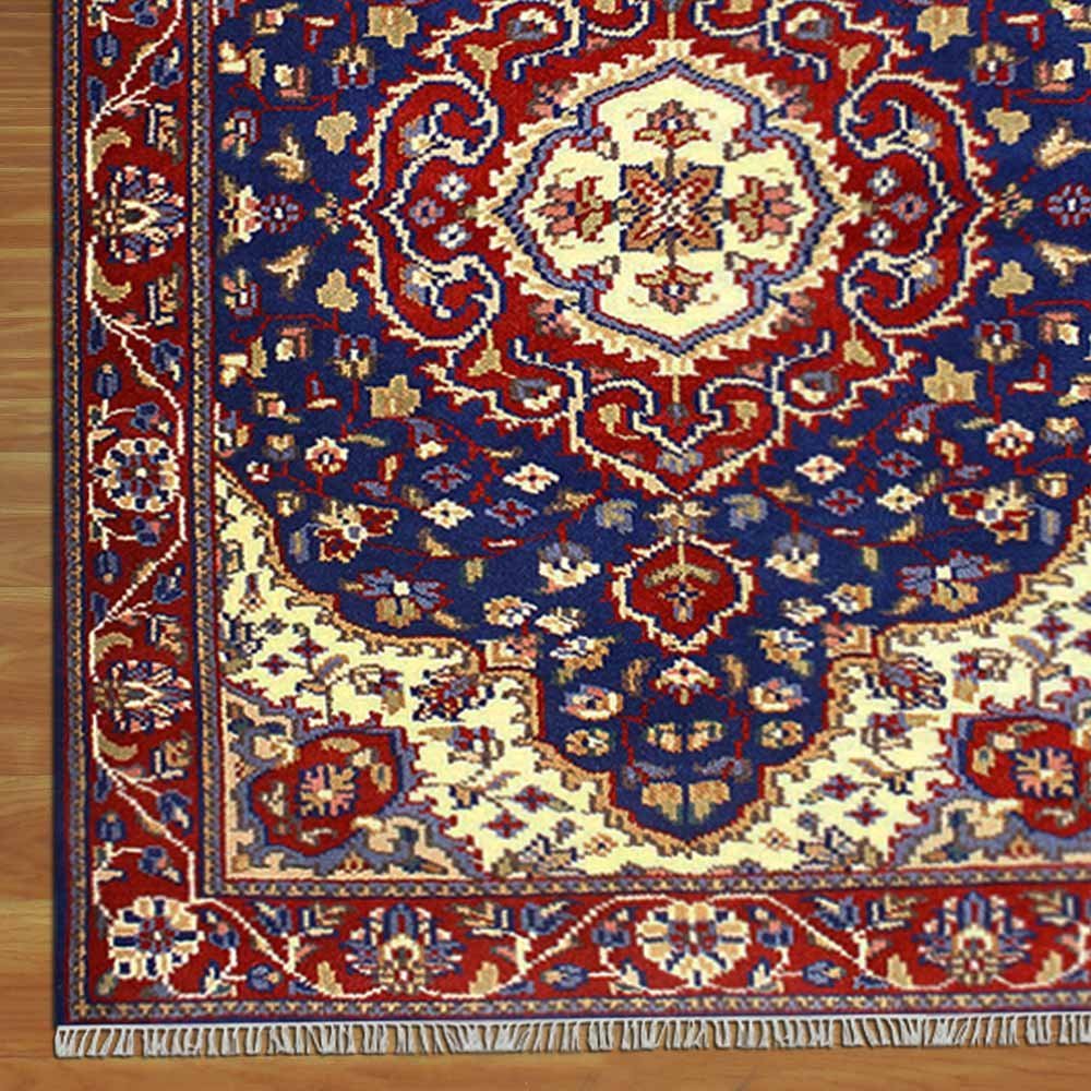 Red Hand Knotted Wool Rug 4x6 Area Carpet - Image 4