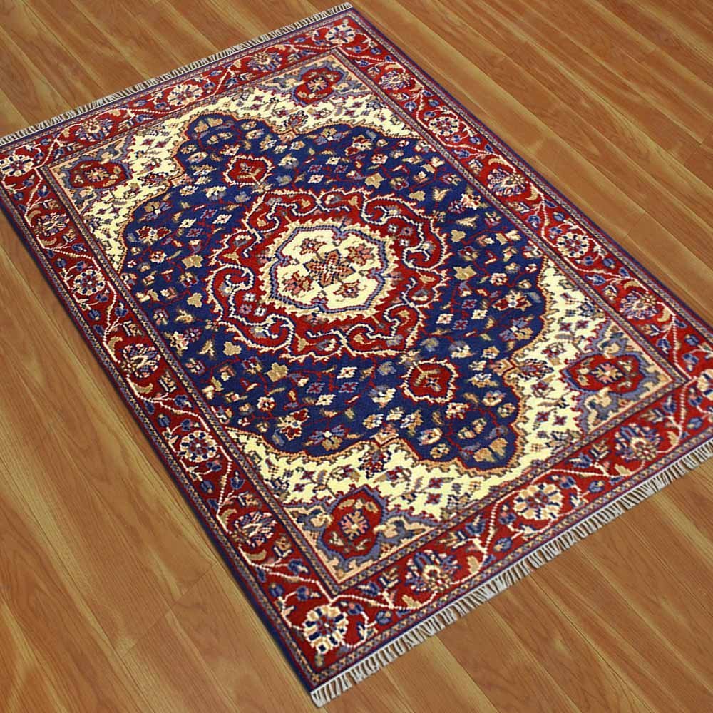 Red Hand Knotted Wool Rug 4x6 Area Carpet - Image 8