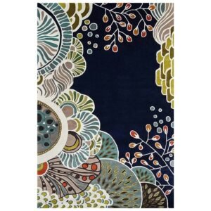 Hand Tufted Blue Floral Wool Rug