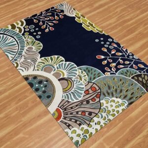 Hand Tufted Blue Floral Wool Rug