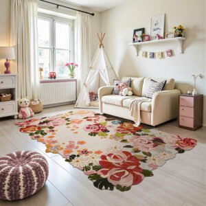 Hand Tufted Cut Pile Floral Wool Rug