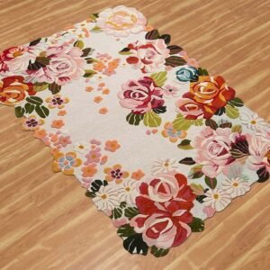 Hand Tufted Cut Pile Floral Wool Rug