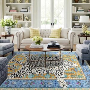 Hand Tufted Leopard Pattern Wool Rug