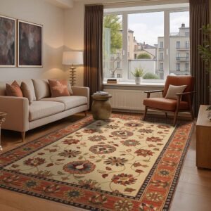 Earthy Hand Tufted Floral Wool Rug