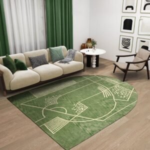 Stunning Hand Tufted Green Wool Rug