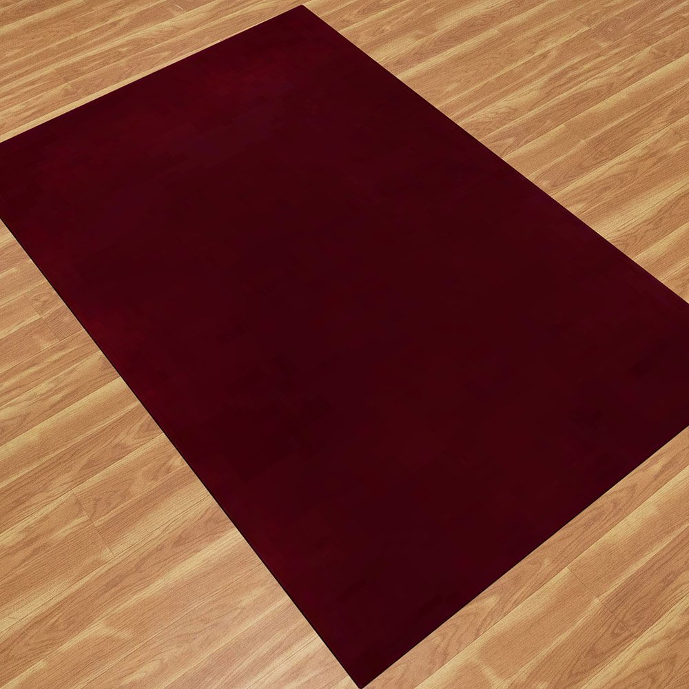 Artisanal Hand Tufted Maroon Wool Rug - Image 4