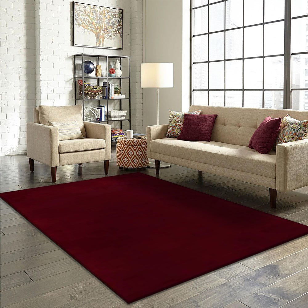 Artisanal Hand Tufted Maroon Wool Rug